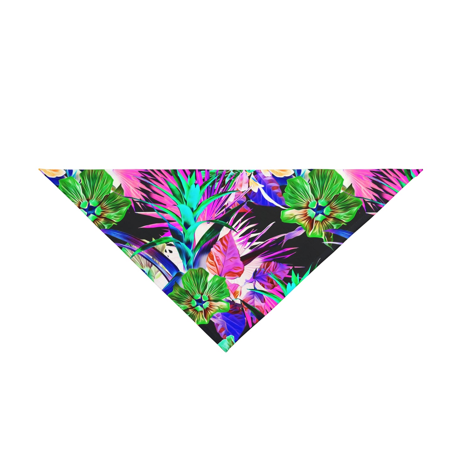 Black Plant Palooza Tropical Pet Bandana, 2 Sizes - Stylish accessory for dogs & cats