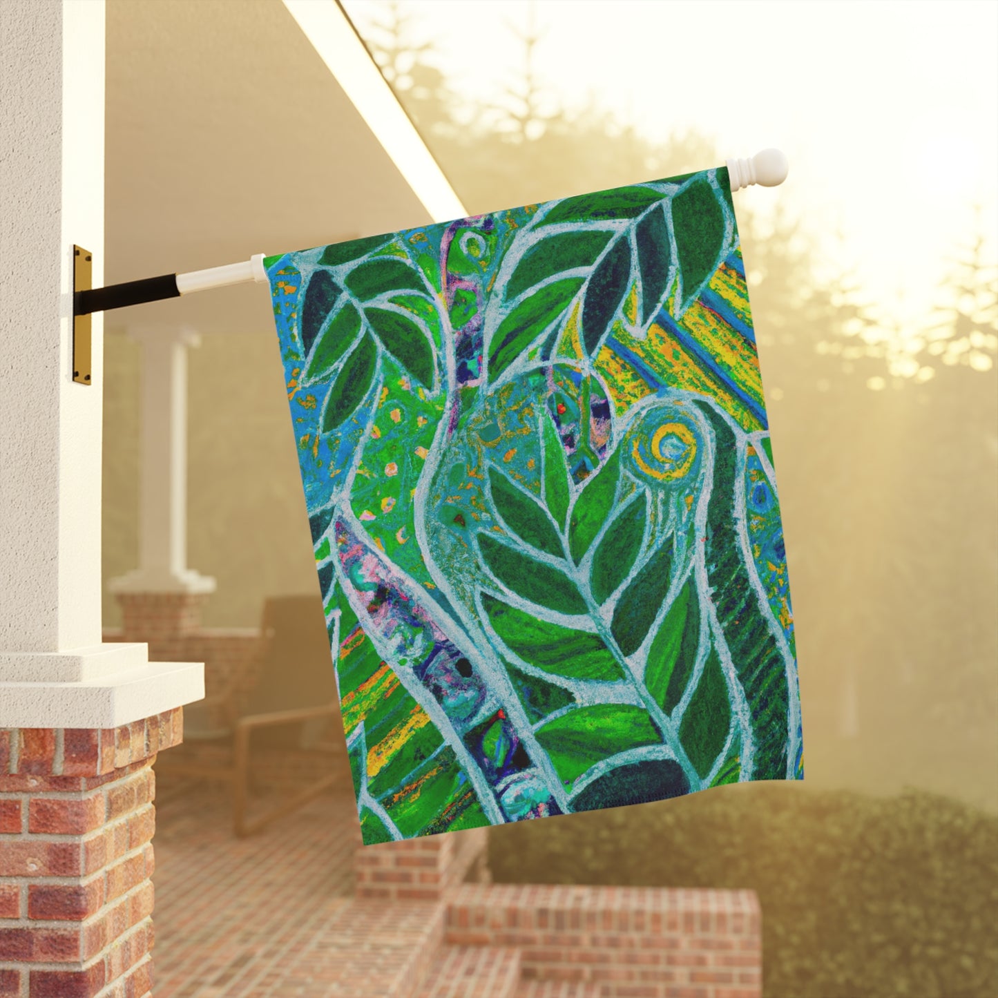 Tropical Garden Flag  - Perfect for Outdoor Decor / Rainforest Amazon Whimsy, Green