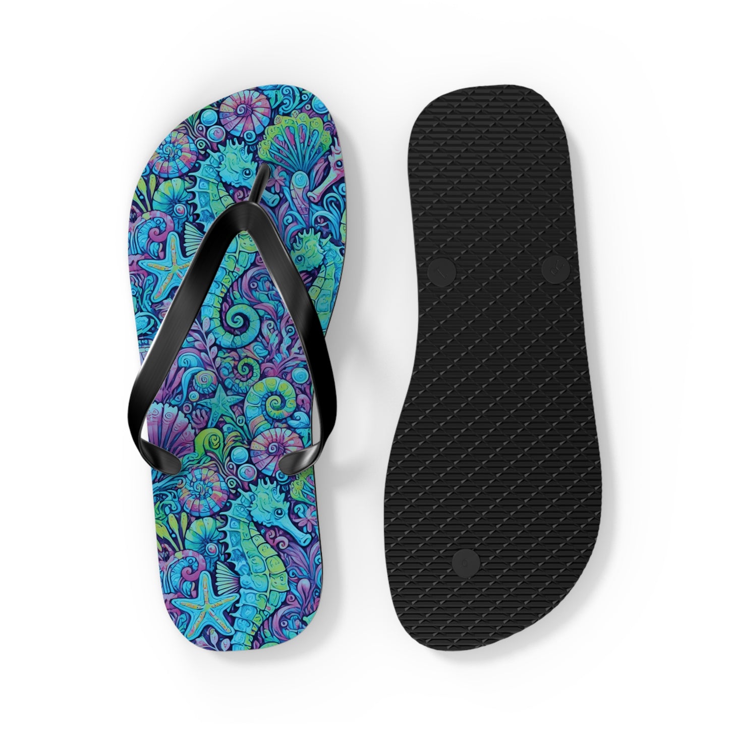 Flip Flops - Seahorses/Turquoise Pop
