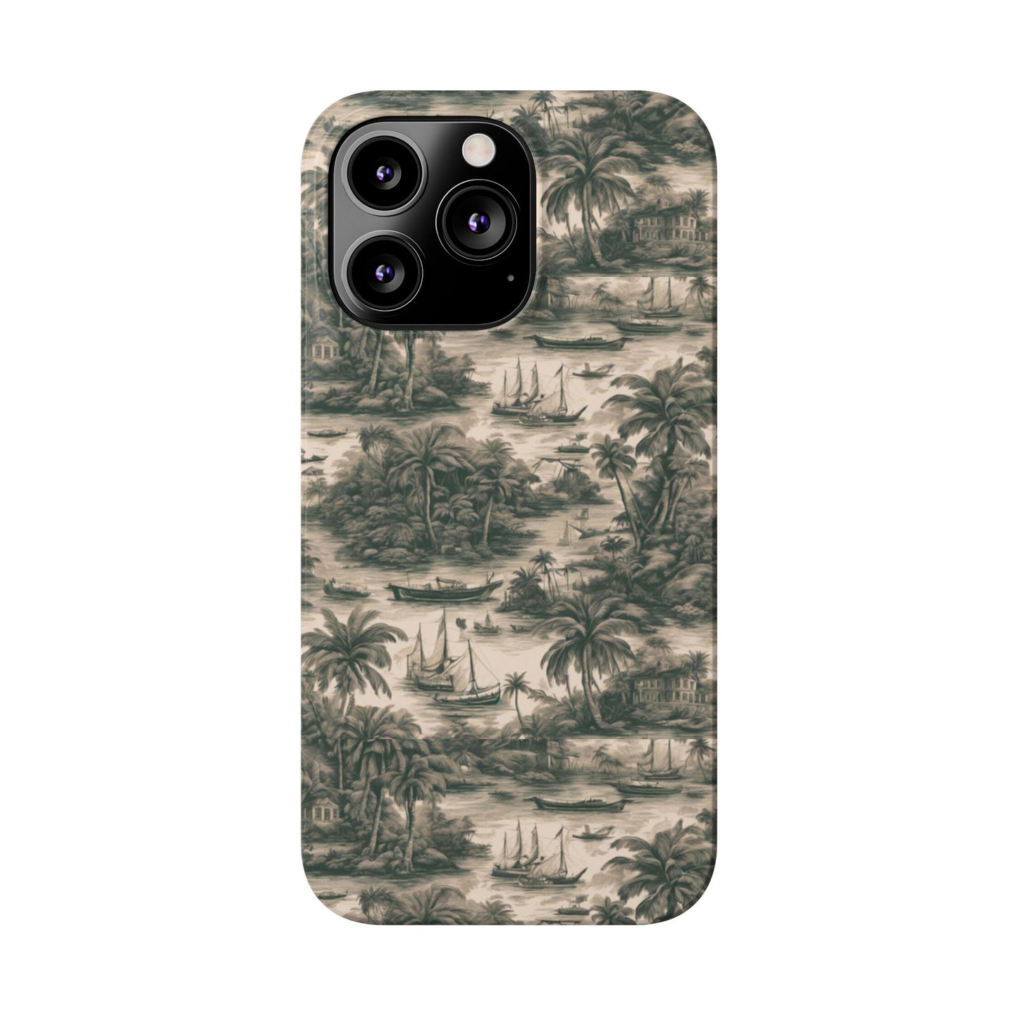 Slim Phone Cases - Tropical Toile #1, black