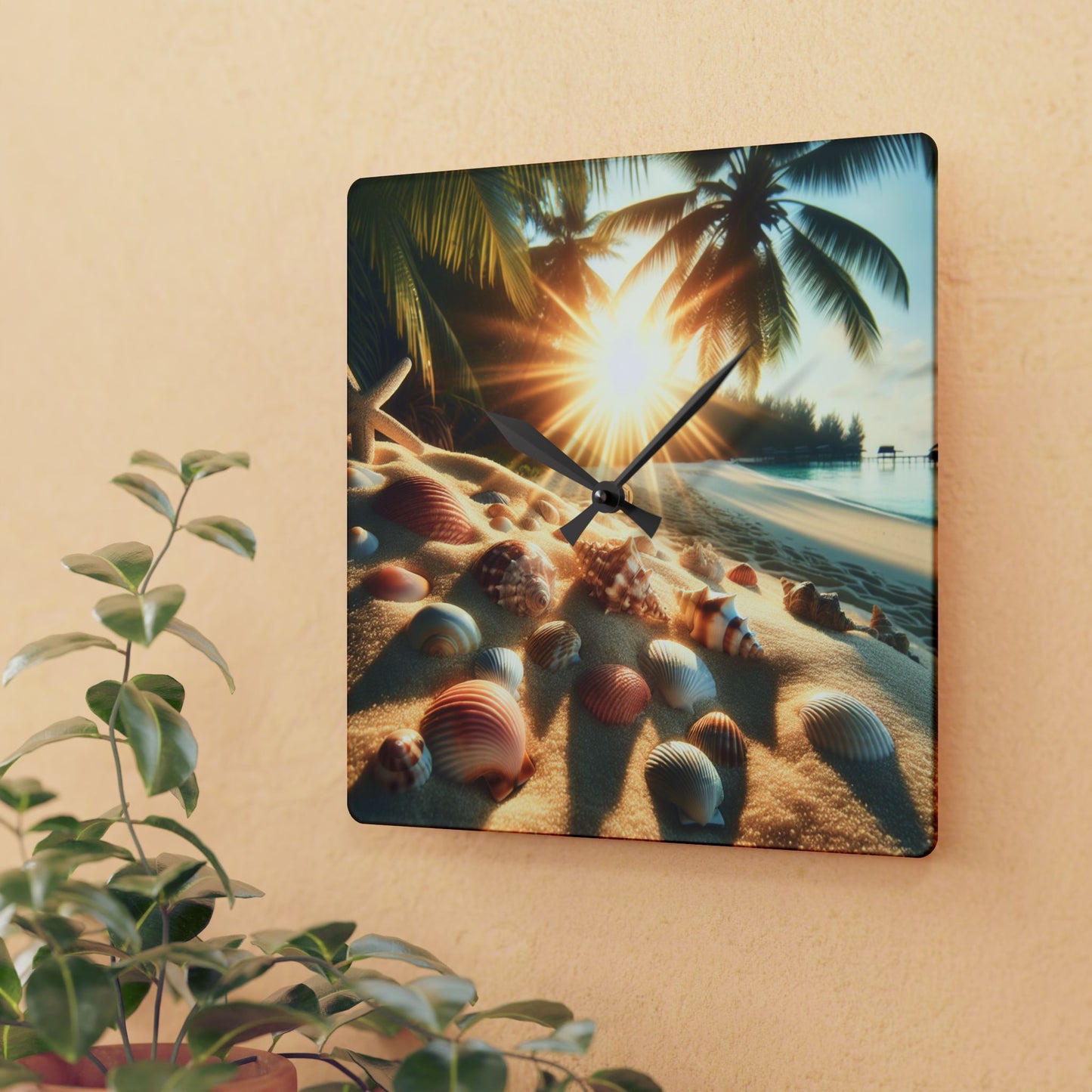 Acrylic Wall Clock, Sunrise on Shell Beach, 4 Variants