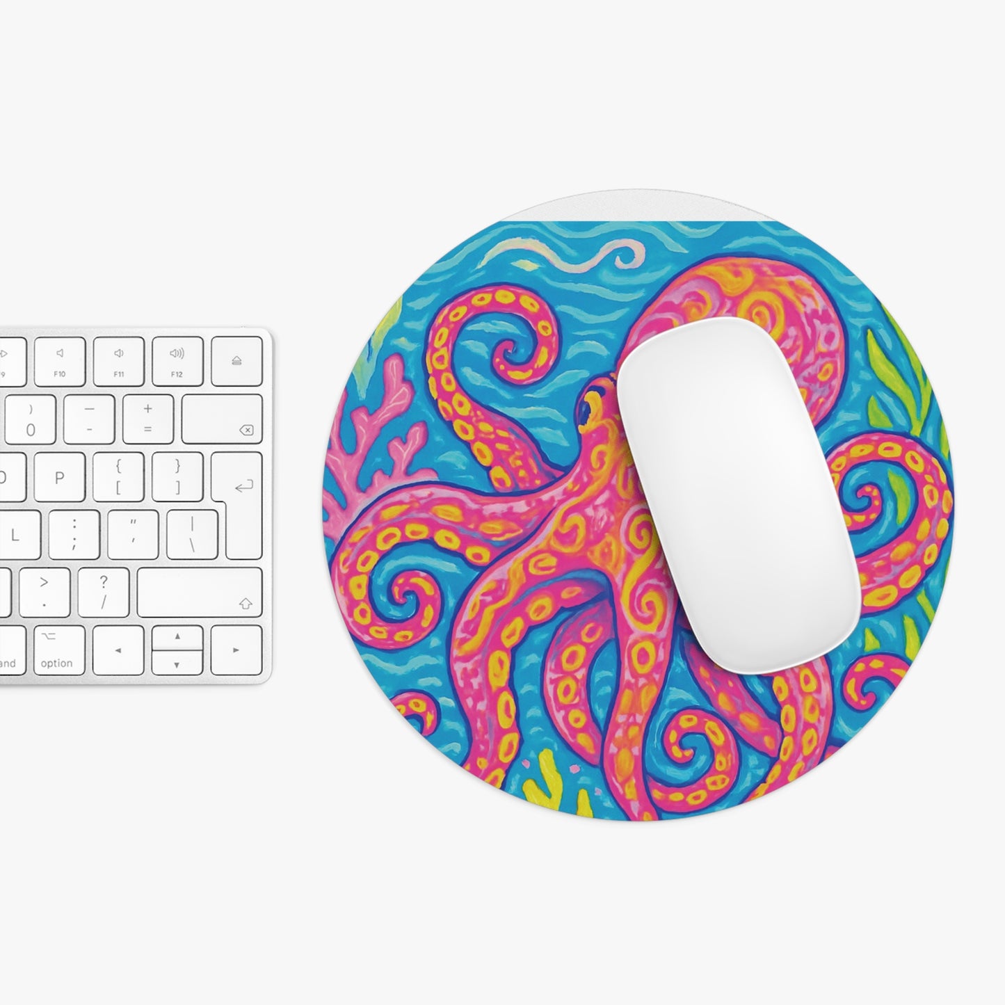 Tropical Mouse Pad, 2 Shapes - Beach Vibes for Home Office & Gamer / Octopus Kraken Joe