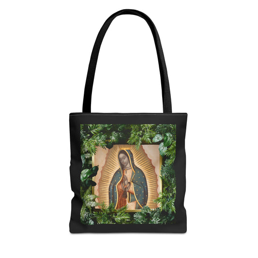 Religious Our Lady of Guadalupe Tropical Tote Bag/Black - 3 Sizes