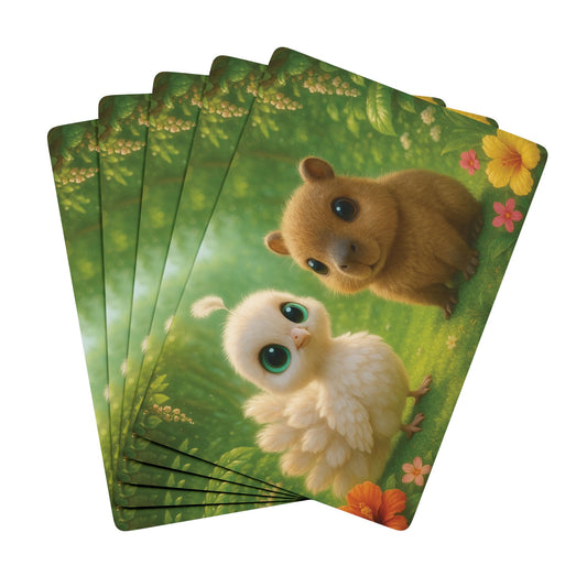 Poker Playing Cards - Baby Peacock and Baby Capybara
