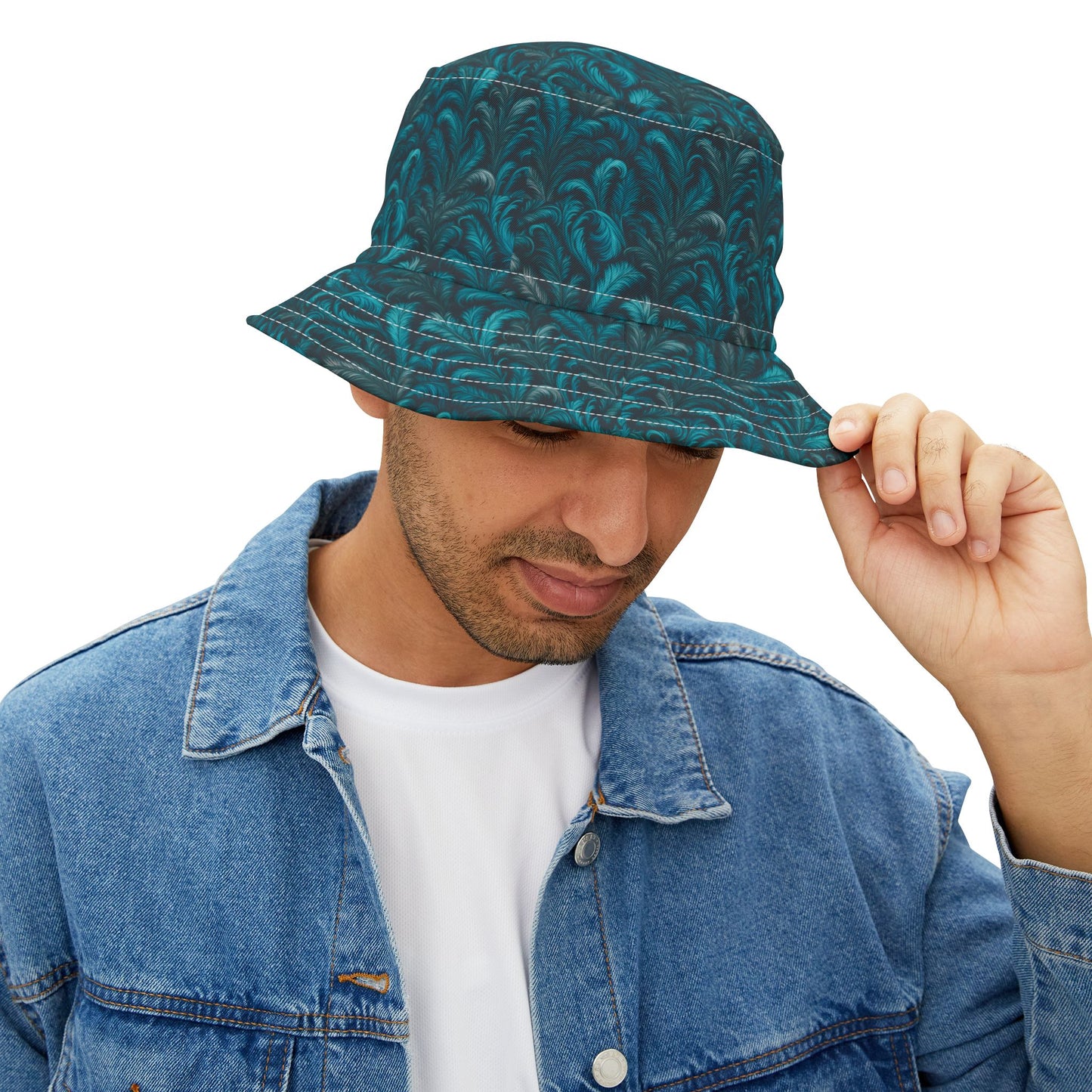 Tropical Polyester Bucket Hat, 2 Sizes - Rocco Turquoise