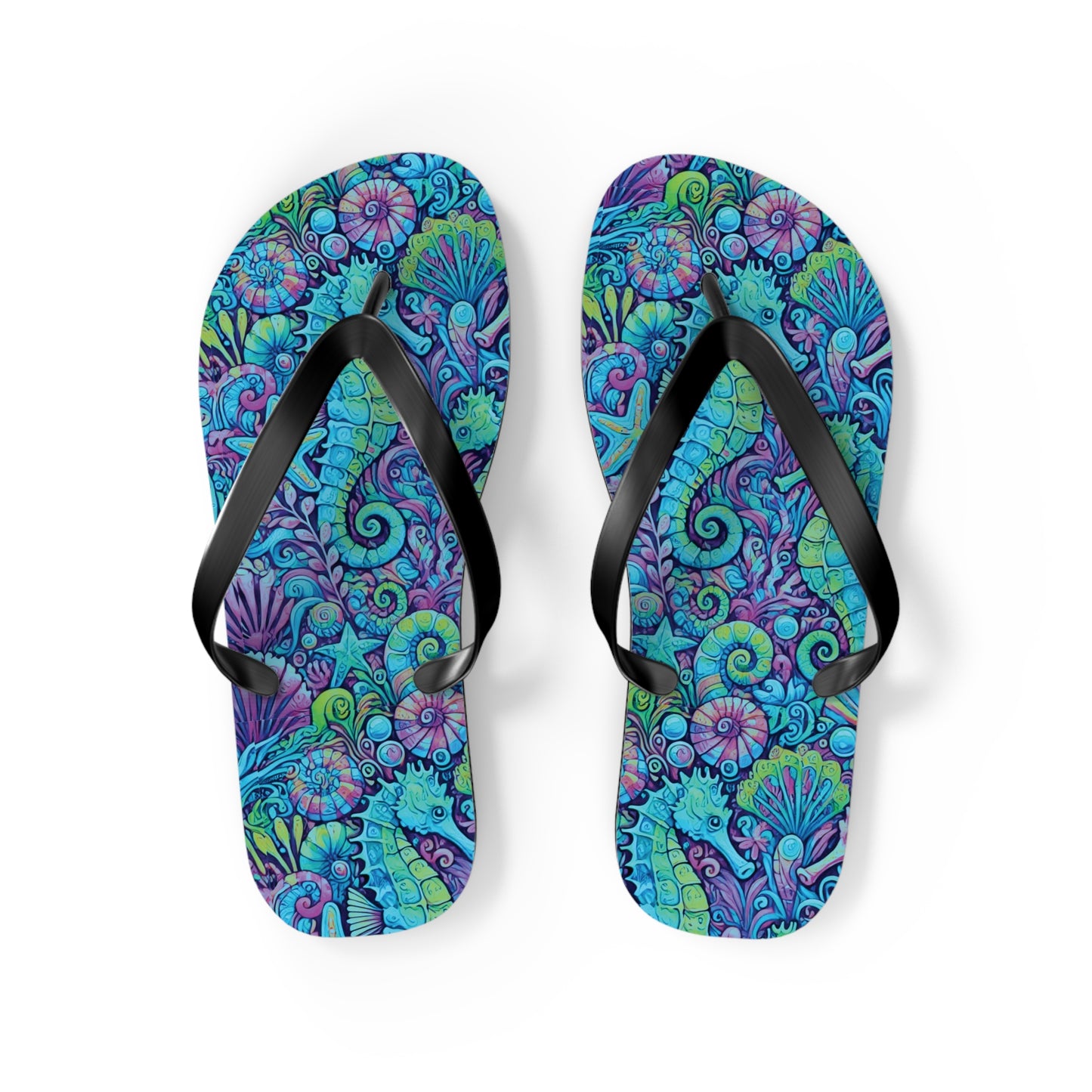 Flip Flops - Seahorses/Turquoise Pop