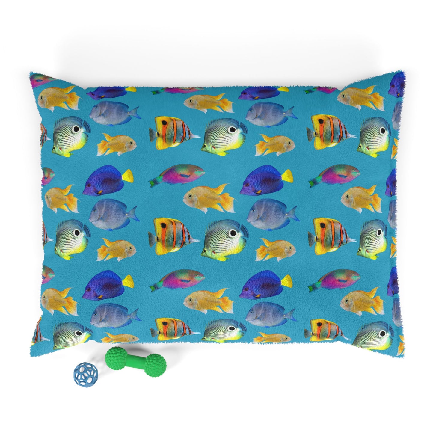 Pet Bed - Cozy and Fun Dog or Cat Bed for Beach Lovers / School of Fish, Turquoise