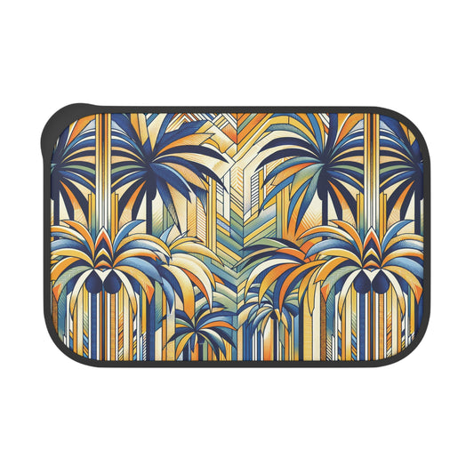 Bento Box with Utensils - Stylized Blue Palms