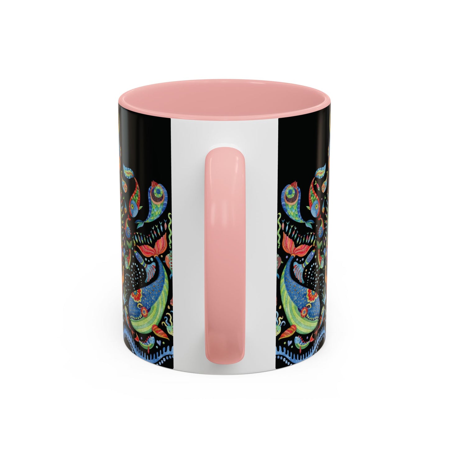 Mermaid Kingdom/Black, Coffee Mug, 8 Colors - Fun Tropical Drinkware for Beach Vibes