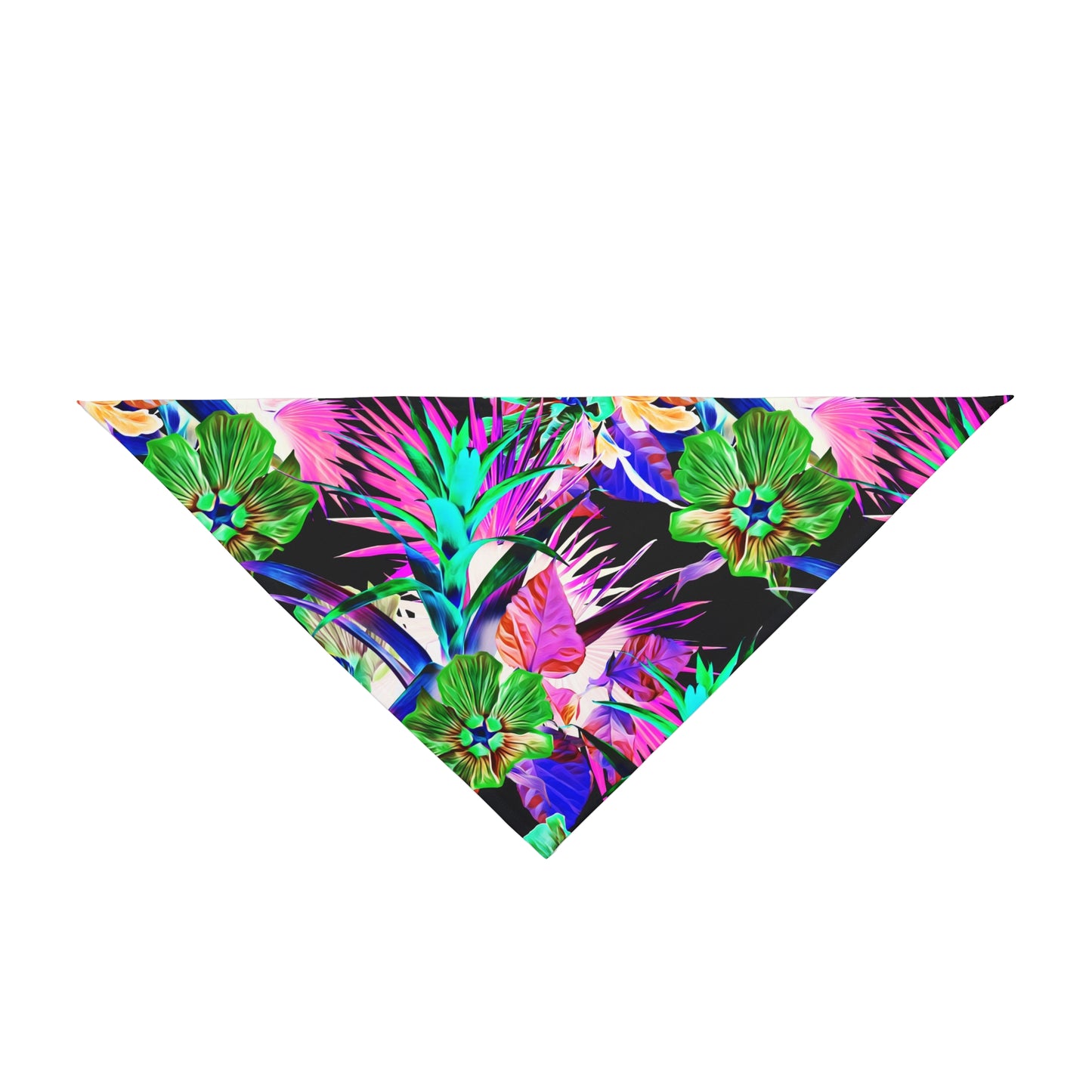 Black Plant Palooza Tropical Pet Bandana, 2 Sizes - Stylish accessory for dogs & cats