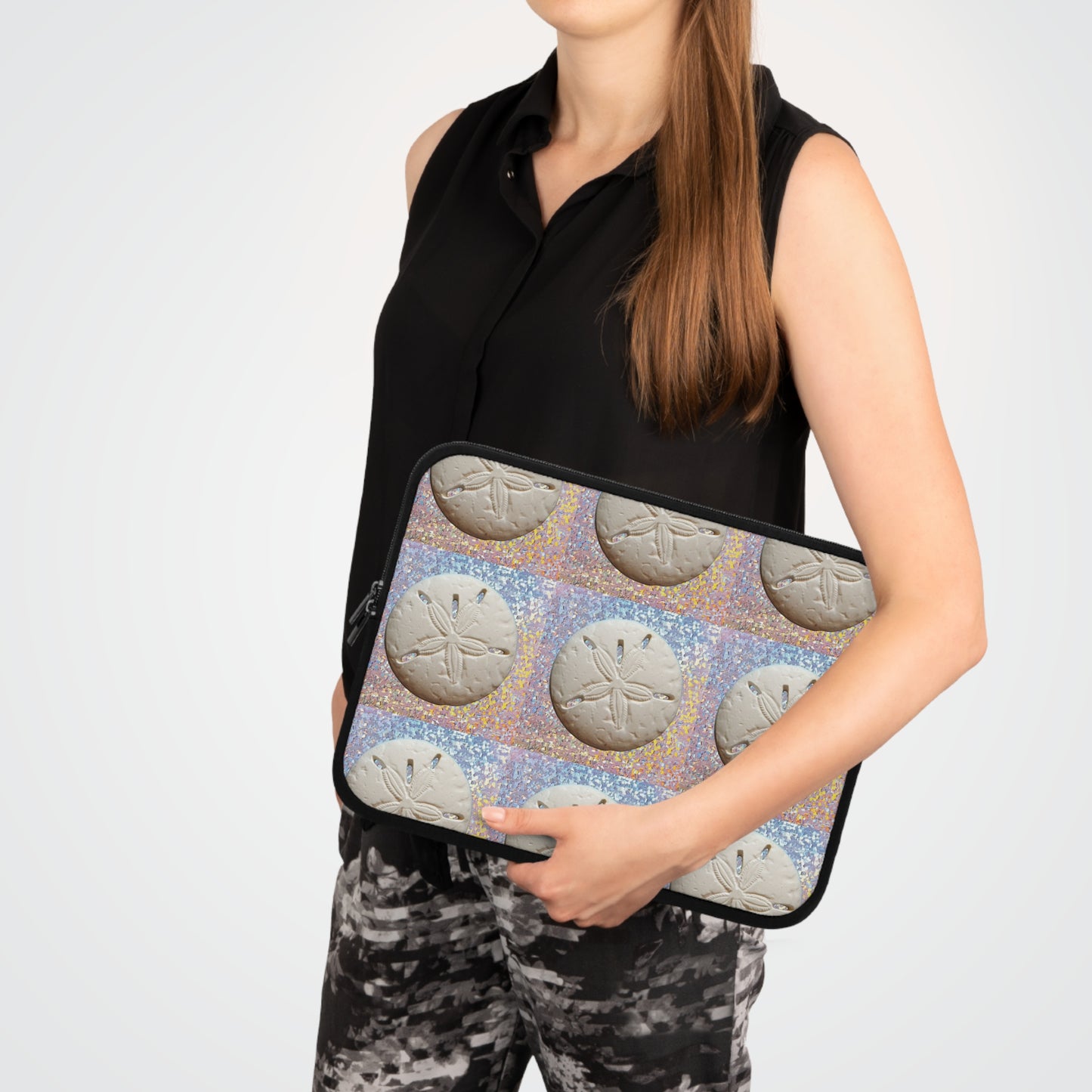 Tropical Laptop Sleeve, 5 Sizes - Perfect for Beach Lovers & Students / Disco Sand Dollar, Repeat
