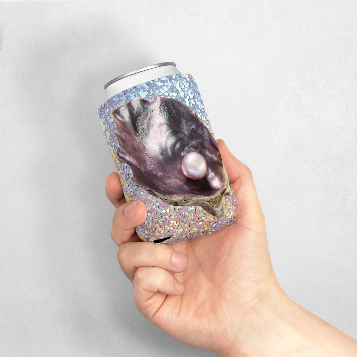 Disco FW Lavender Pearl Oyster Can Cooler Sleeve - Perfect for Outdoor Picnics