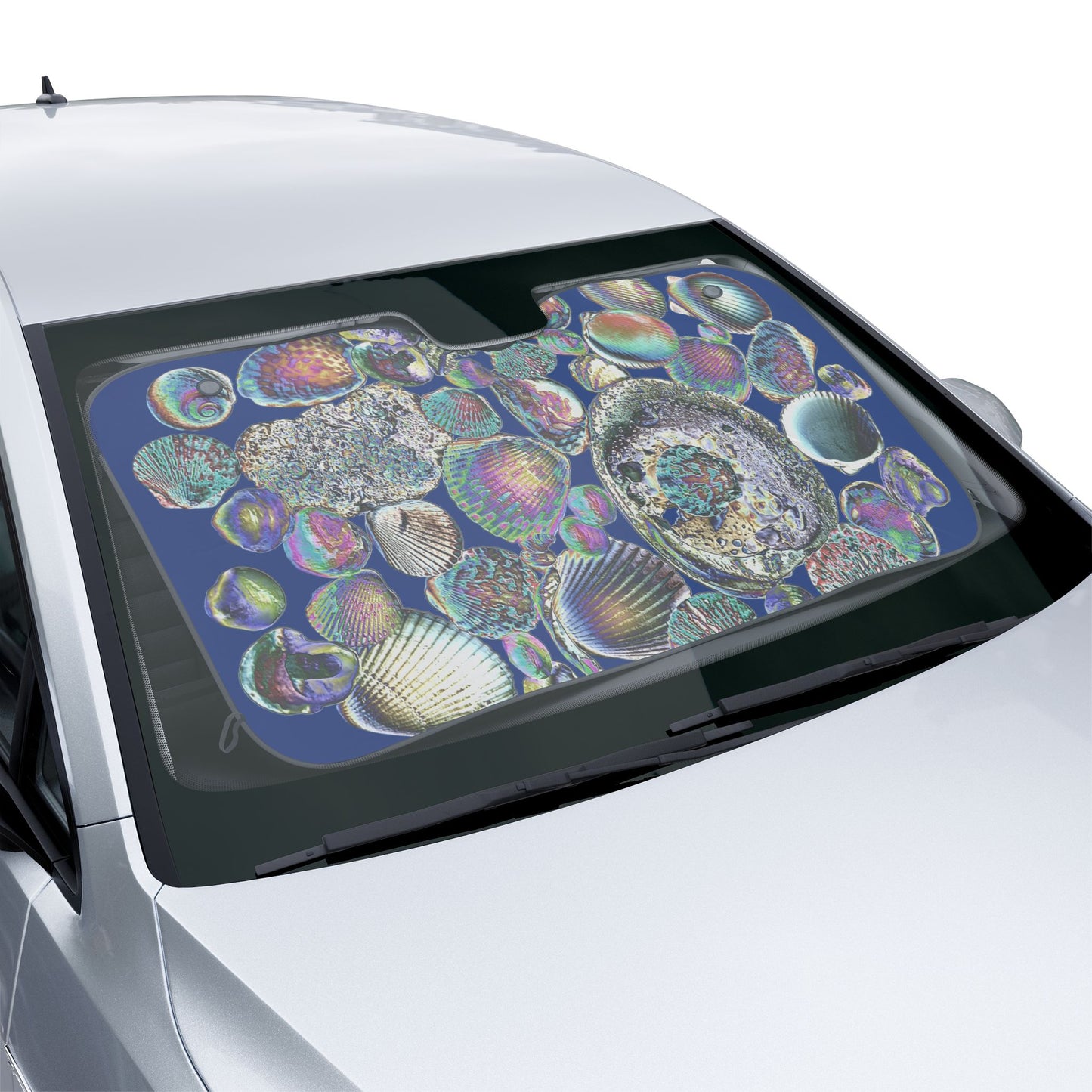 Coastal Car Sun Shades / Heatwave Seashell Collection, Dark Blue