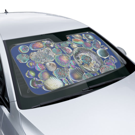 Coastal Car Sun Shades / Heatwave Seashell Collection, Dark Blue