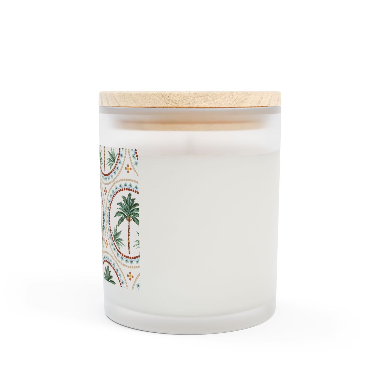 Frosted Glass Candle, 11oz, Mosaic Palm Tree