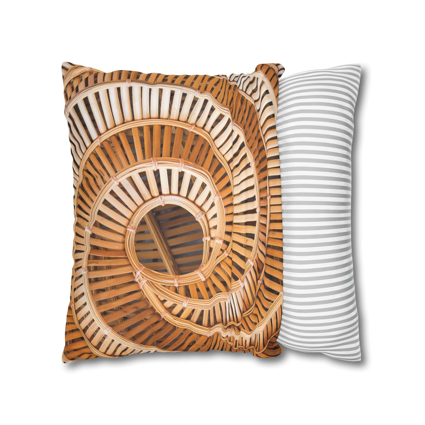 Faux Suede Square Pillowcase - Natural Bamboo Spiral