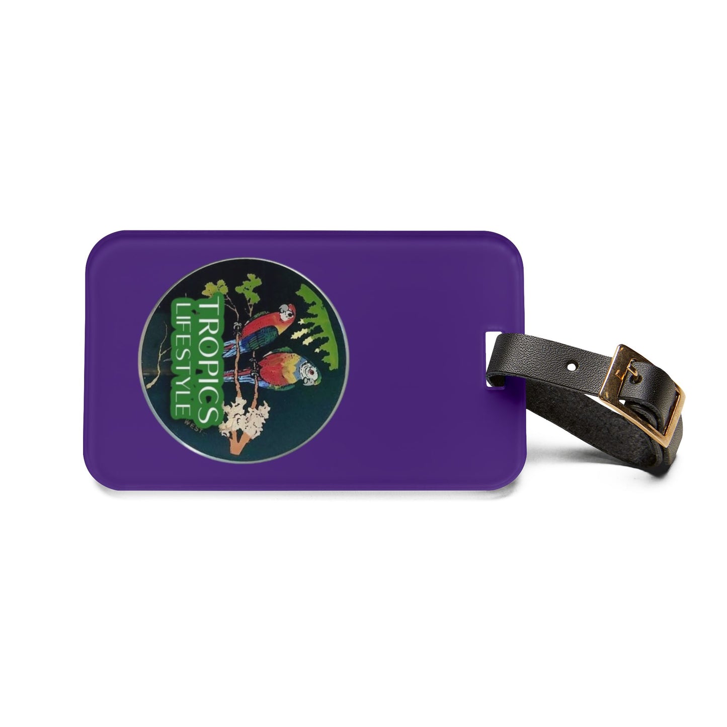 Luggage Tag - Two Brazilian Parrots, purple