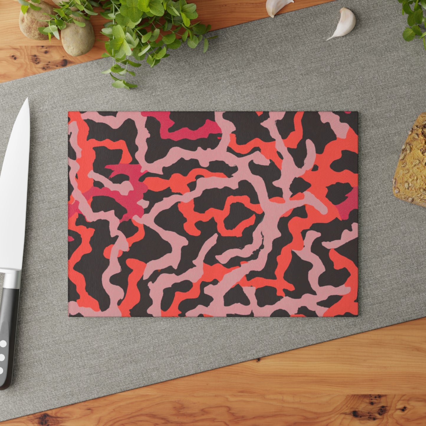 Glass Cutting Board, 2 sizes - Coral Threads/Red