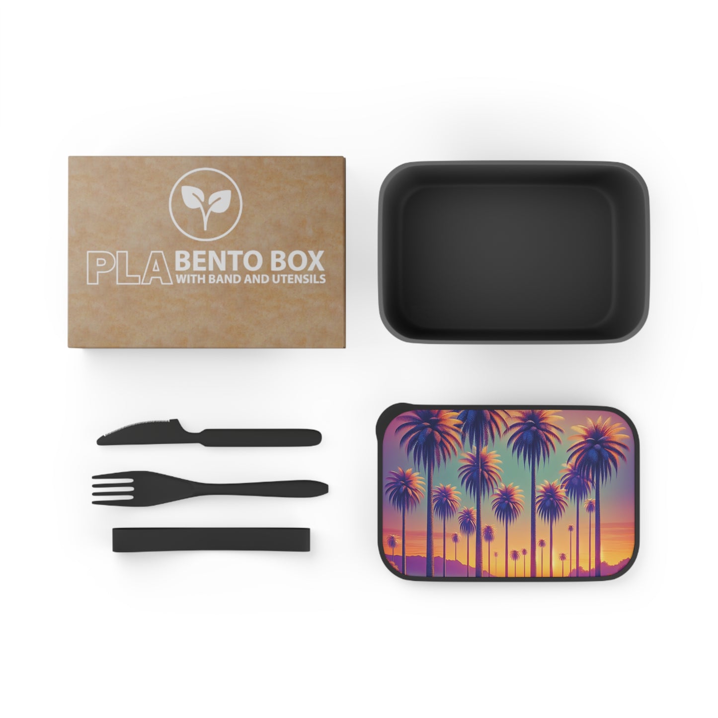 Bento Box with Utensils - Sunset Palms