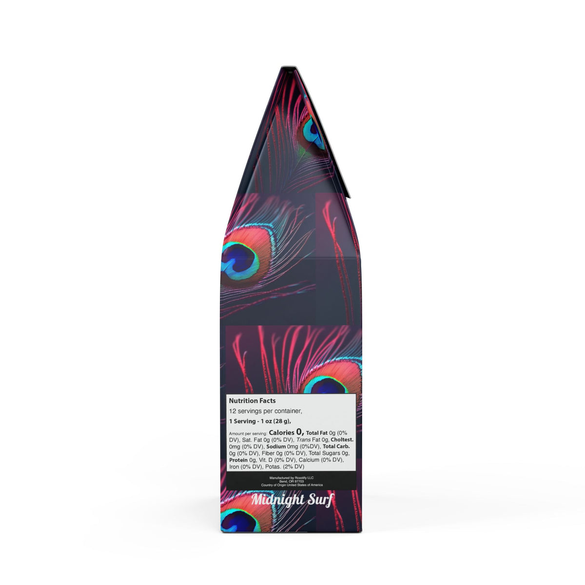 Midnight Surf Blend™ (Medium-Dark Roast) Specialty Grade Craft Coffee / Peacock Eye Feather, Magenta