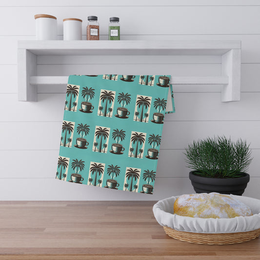 Tropical Tea Towels – Paradise Kitchen Decor / Palms and Coffee
