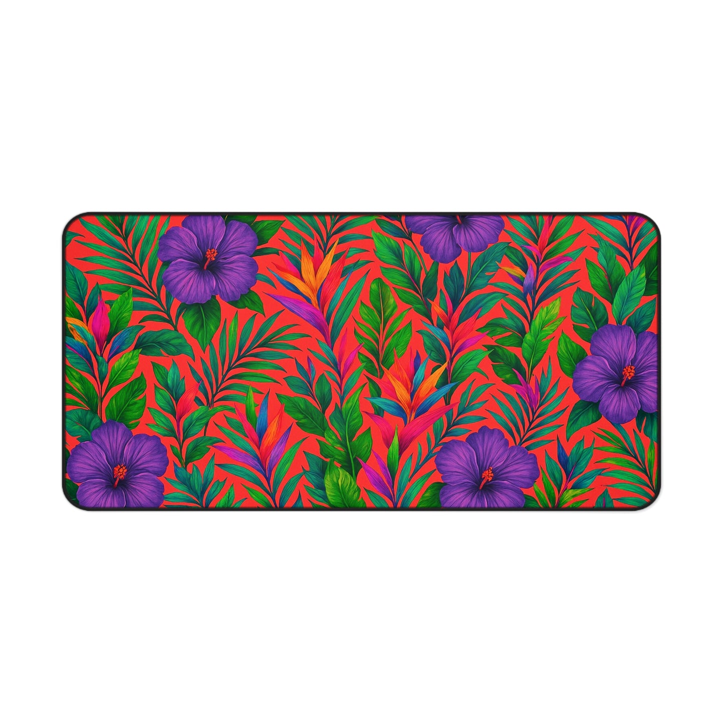 Tropical Paradise Desk Mat, 3 Sizes - Perfect for Home Office - Midnight Flower Coral