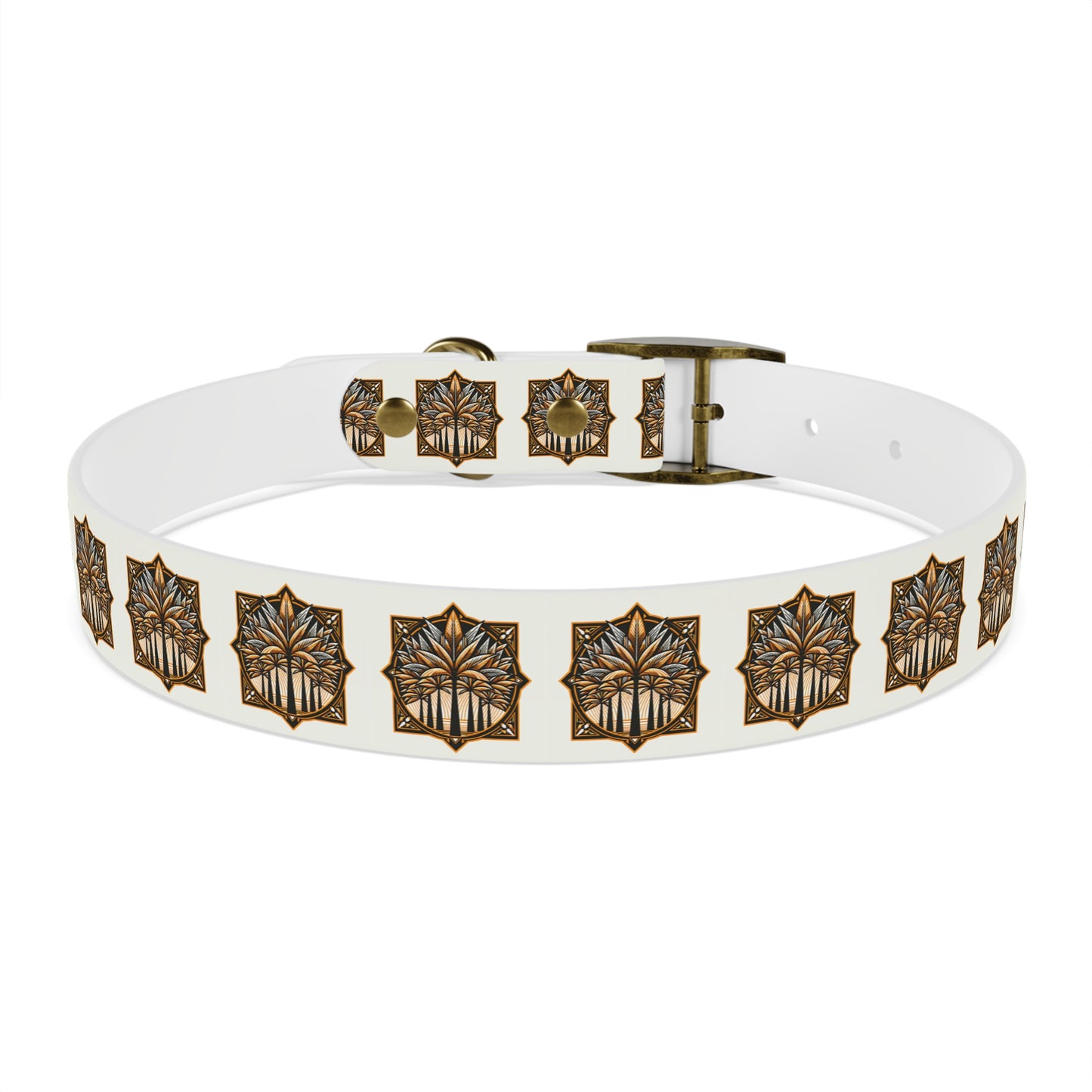 Dog Collar - Deco Palm Trees, Cinnamon