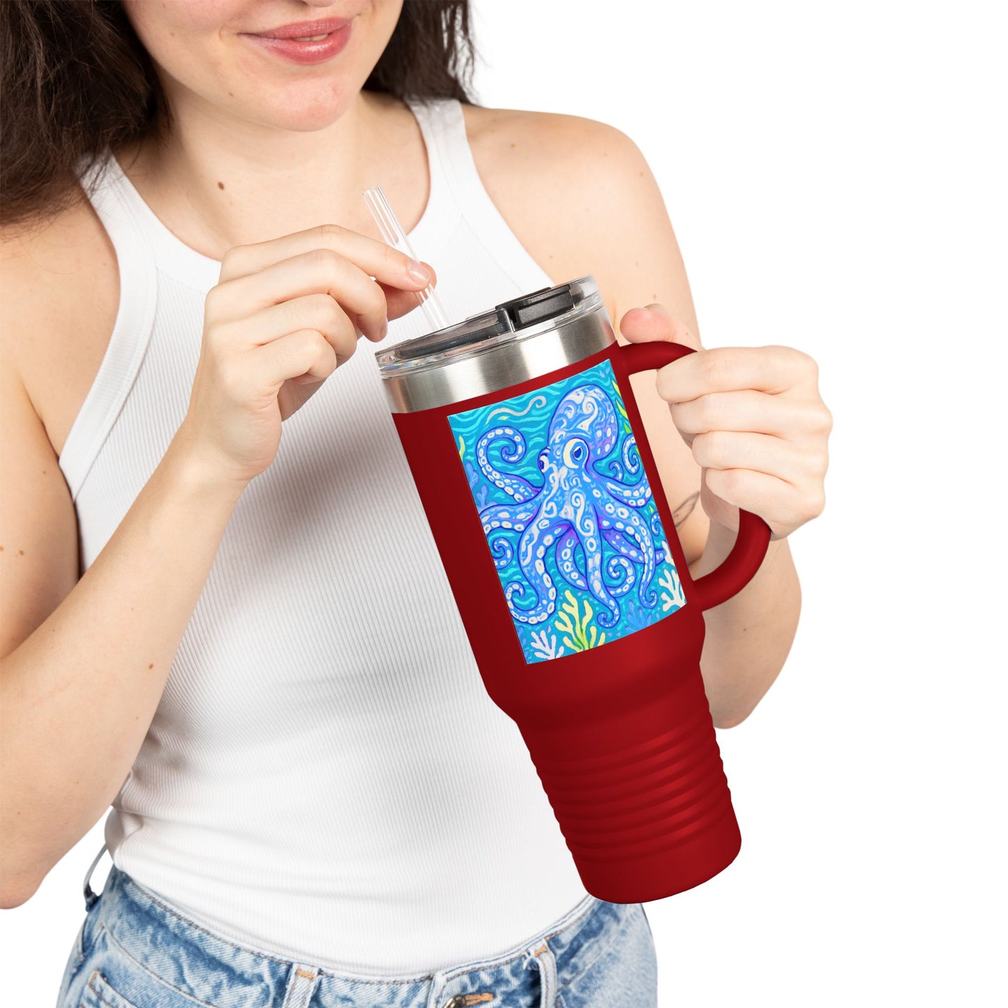 Kraken Joe/Blue Insulated Travel Mug - 40oz - Perfect for Outdoor Adventures
