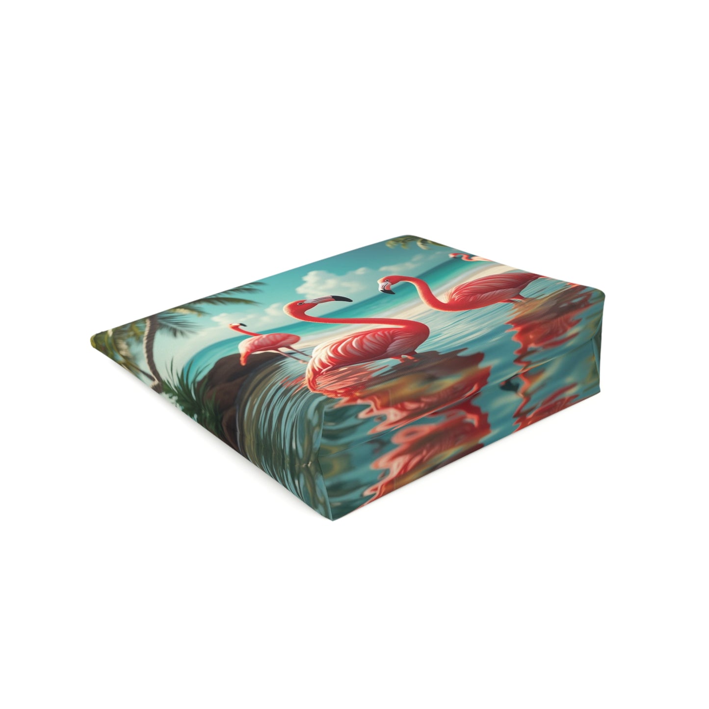 Tropical Cotton Cosmetic Bag, Makeup Pouch, 5 Sizes / Flamingo Morning Dip