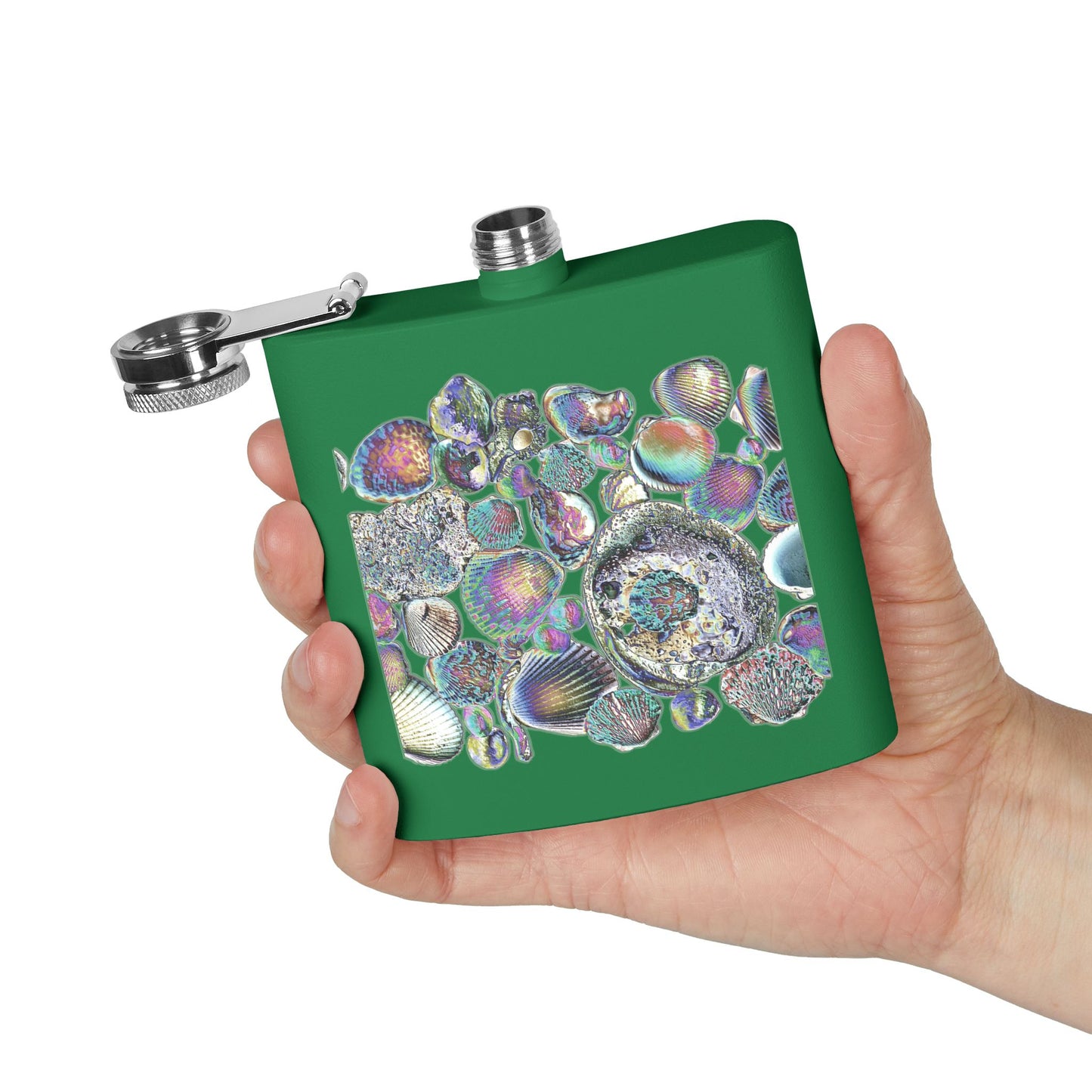 Tropical Stainless Steel 6 oz. Flask, Many Colors  – Heatwave Seashell Collection