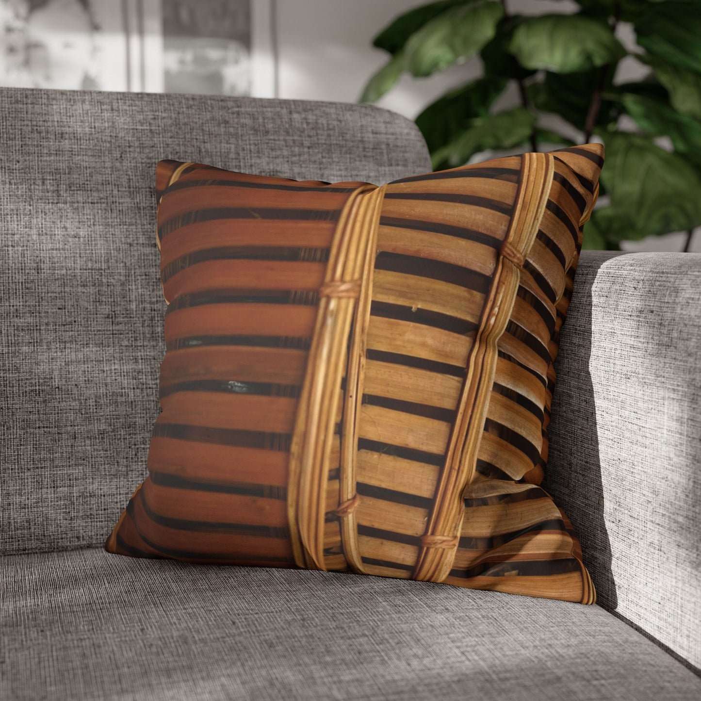 Faux Suede Square Pillowcase - Natural Bamboo Flow