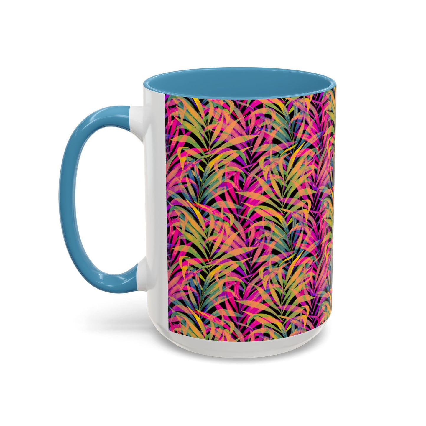 Accent Coffee Mug (11, 15oz), Rainbow Fronds / Various Colors