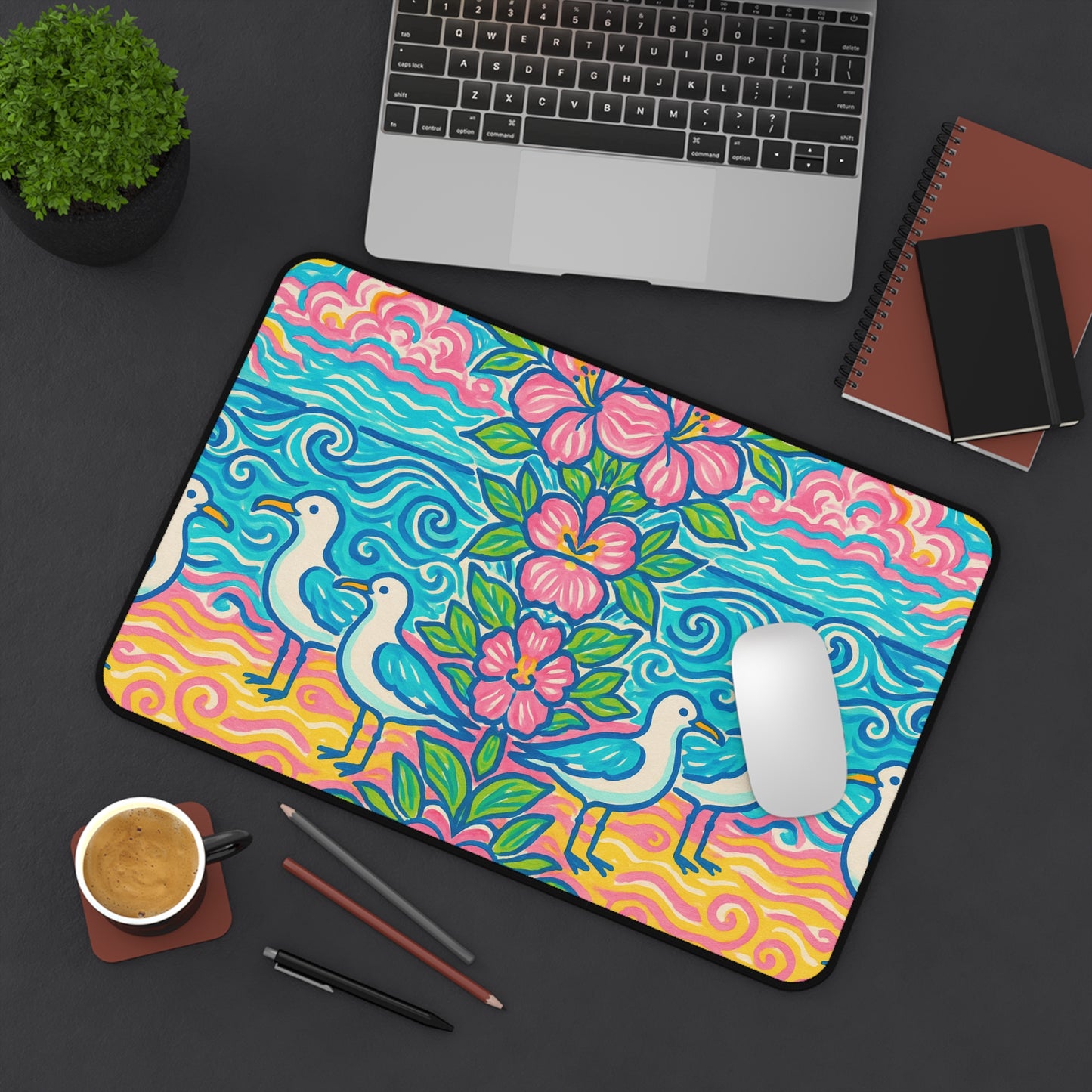 Tropical Mouse Pad/Desk Mat, 3 Sizes - Perfect for Home Office / Tropical Beach Seagulls