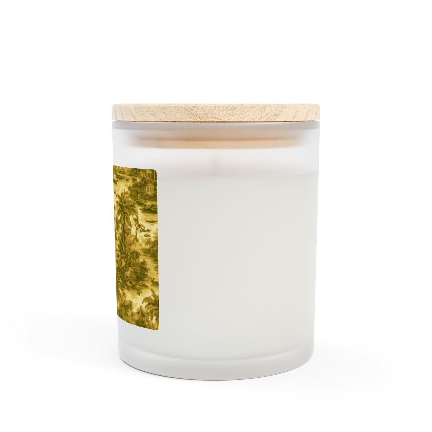 Frosted Glass Candle, 11oz - Tropical Toile #1, Gold