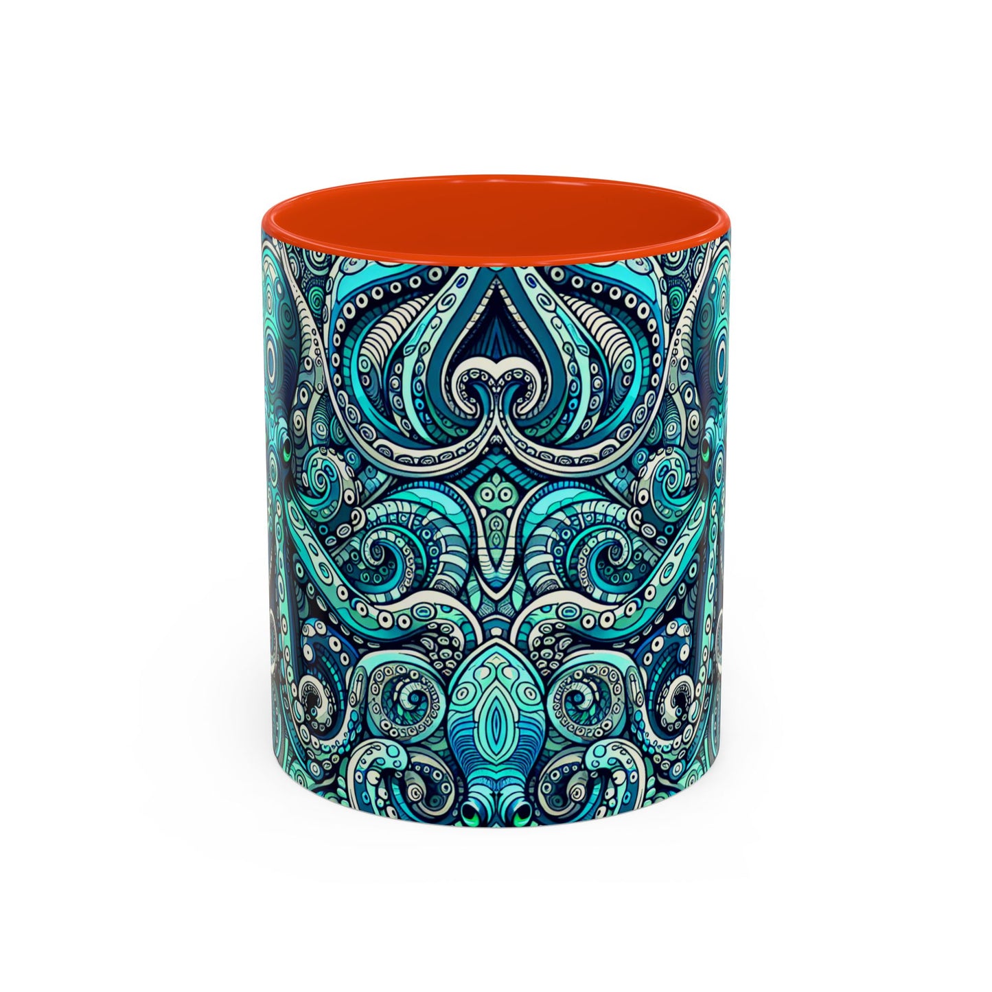 Accent Color Coffee Mug, Many Colors - 11oz & 15oz / Aqua Octopus