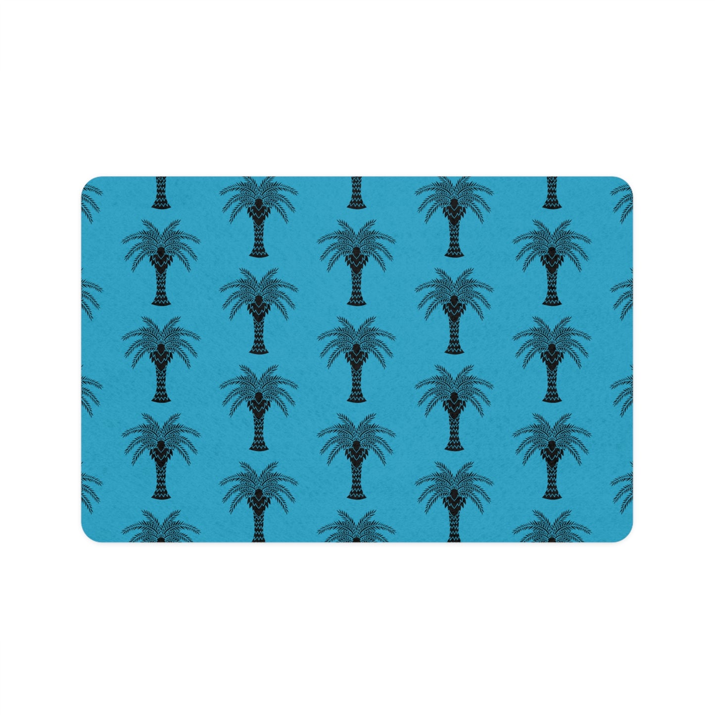 Pet Food Mat (12x18), Art Deco Palm, Turquoise