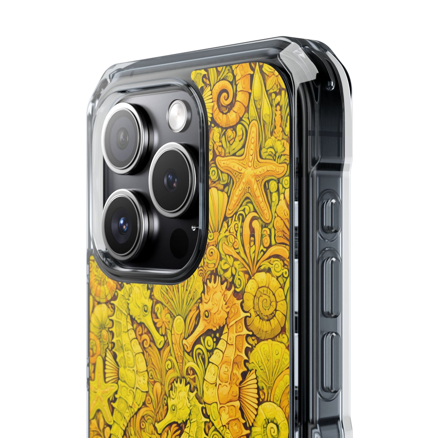 Seahorses/Yellow Magnetic Clear Phone Case, Many Models