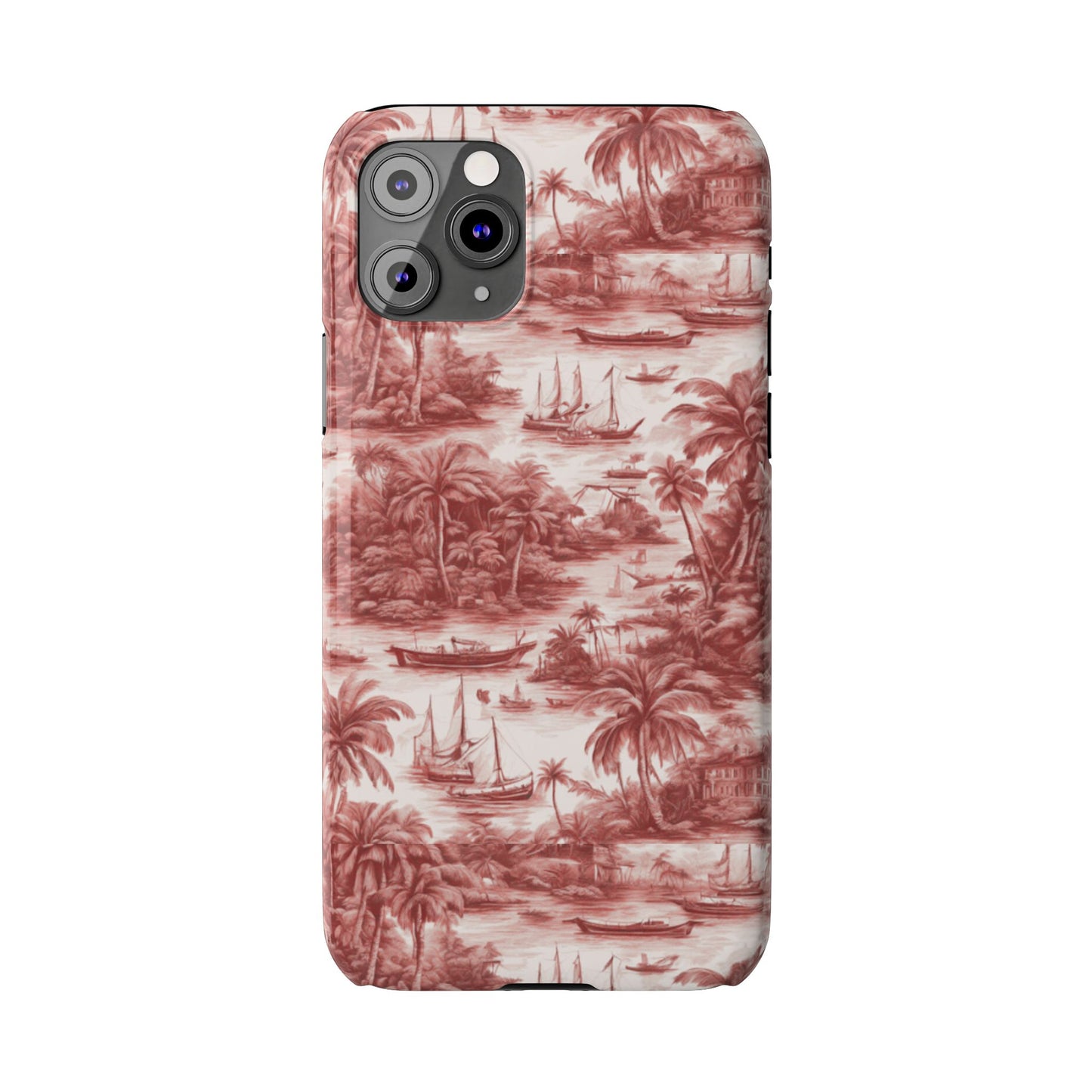 Slim Phone Cases - Tropical Toile #1, russet