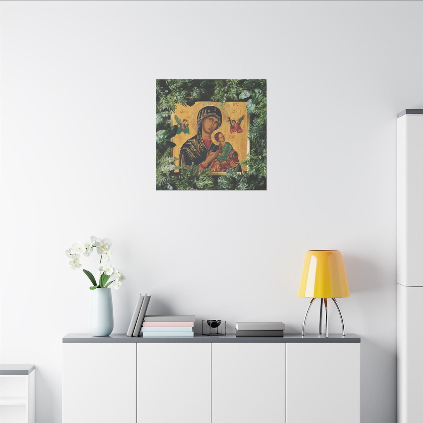 "Tropical Our Lady of Perpetual Help" Canvas Artwork - Stretched Canvas Print / Virgin Mary