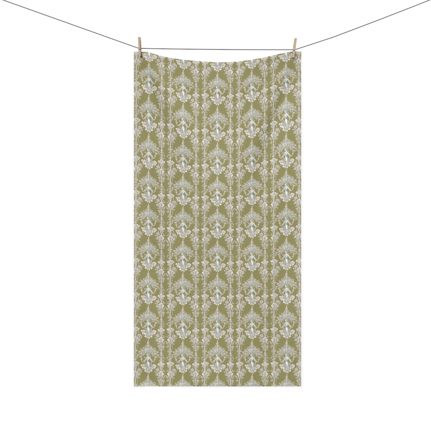 Tropical  Mink-Cotton Towel, 30" x 60" - Soft & Absorbent, Pearl Lady Toile/Highborn Green