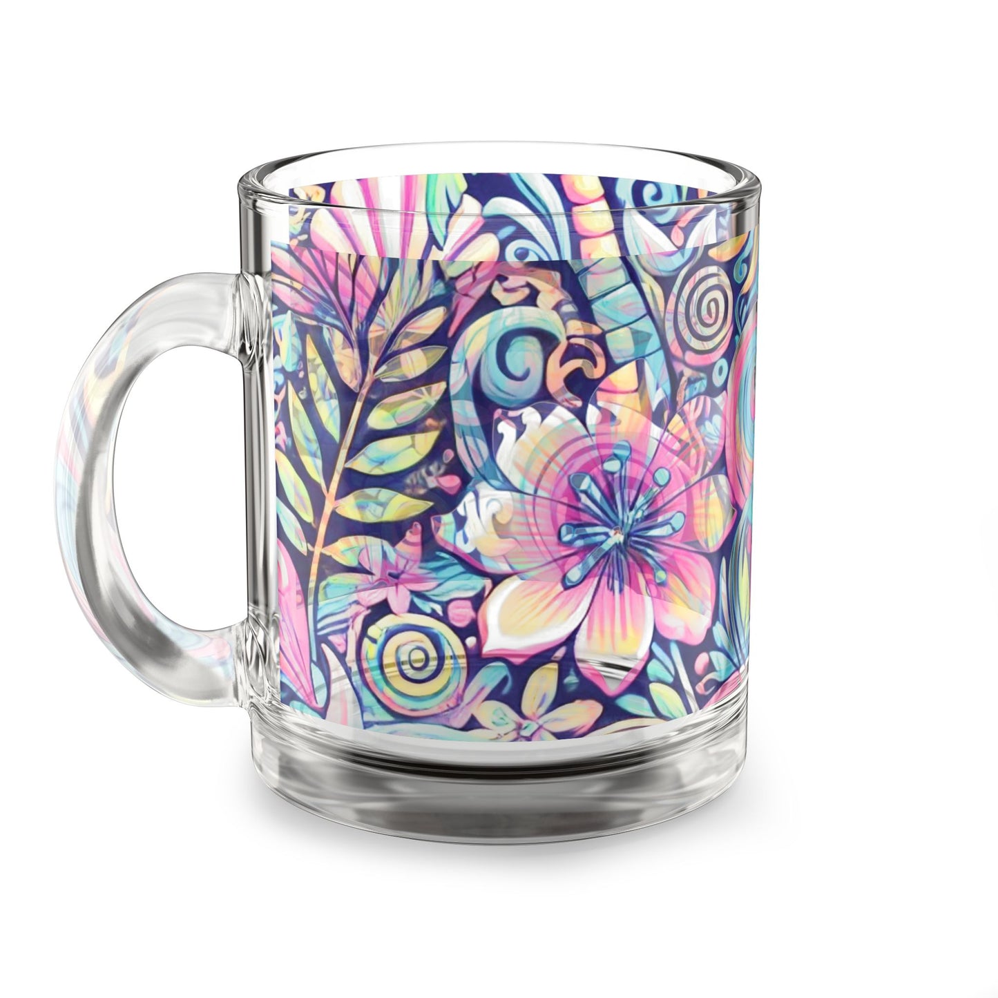 Tropical Glass Mug - 10oz Coffee Cup / Happy Tropics