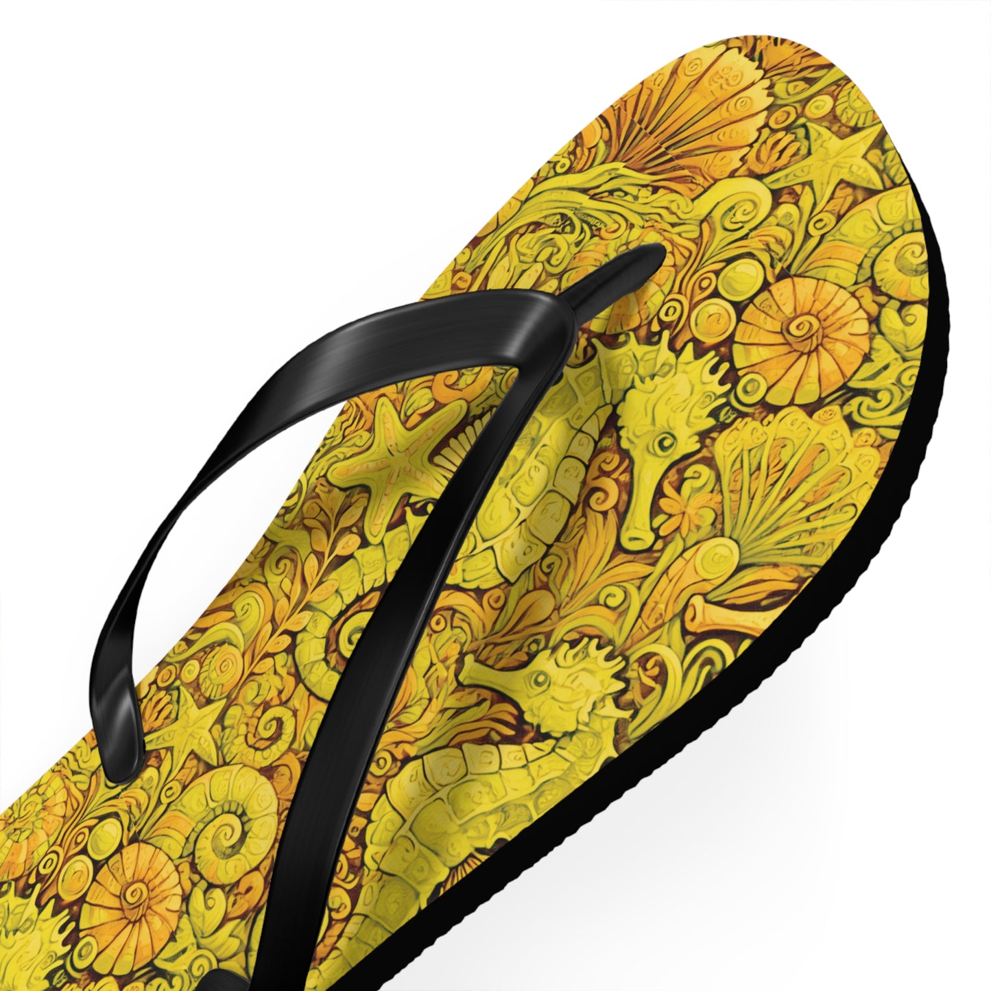 Flip Flops - Seahorses/Yellow