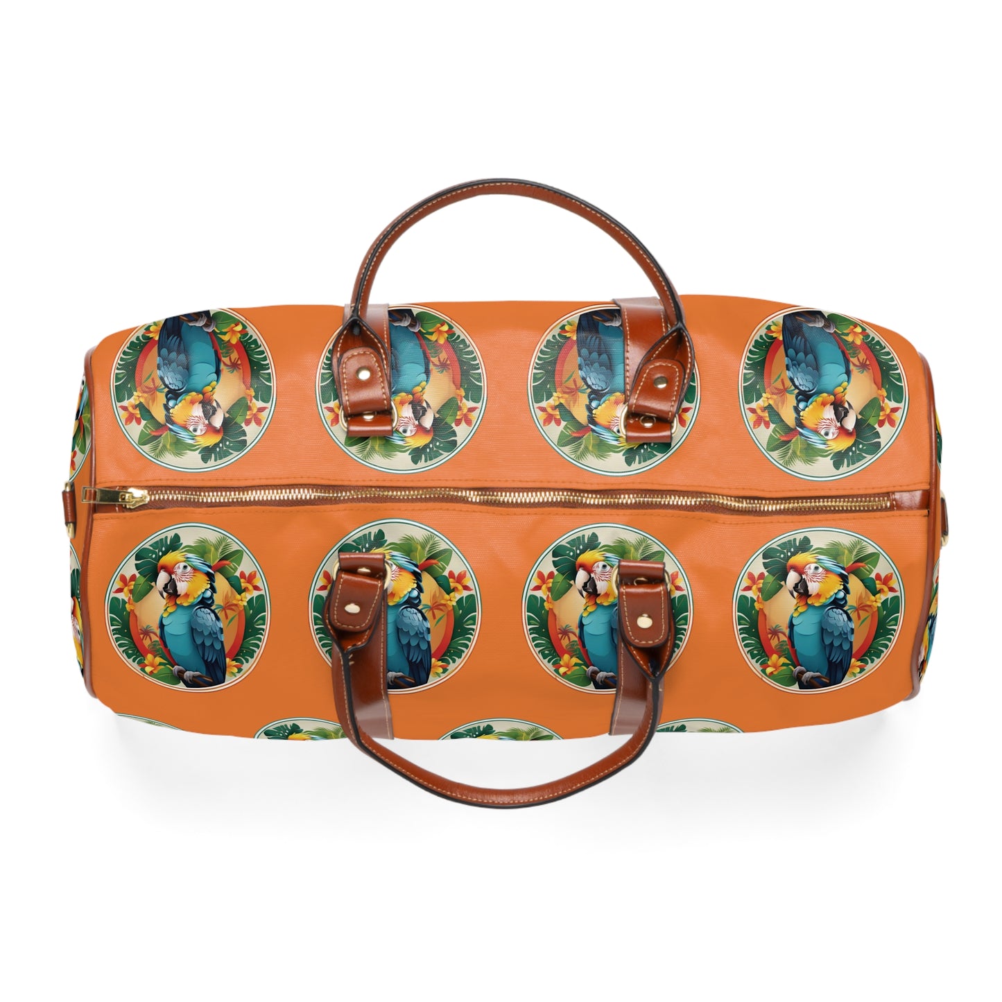 Tropical Waterproof Travel Bag - Perfect for Beach Getaways / My Pet Parrot, Crusta Orange