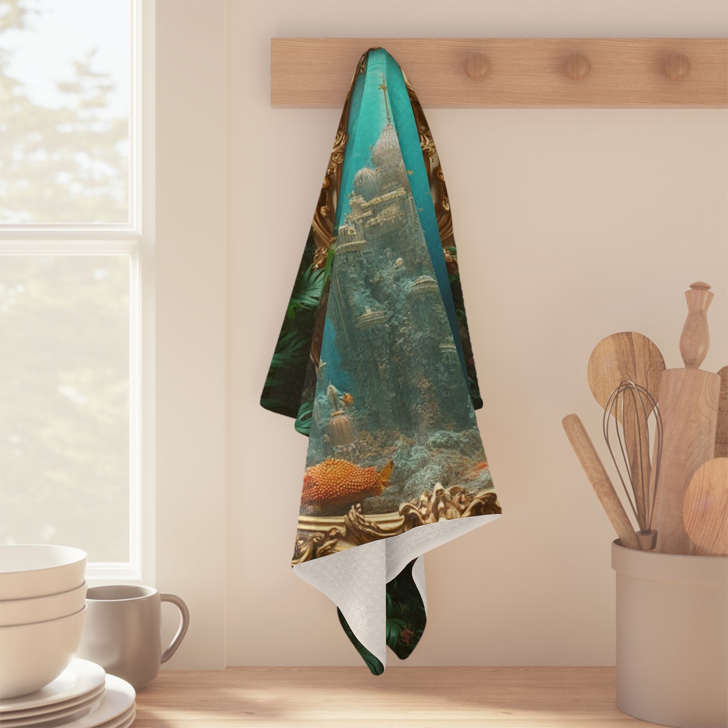 Microfiber Coffee/Tea Towel — Mermaid Palace, Agean Sea