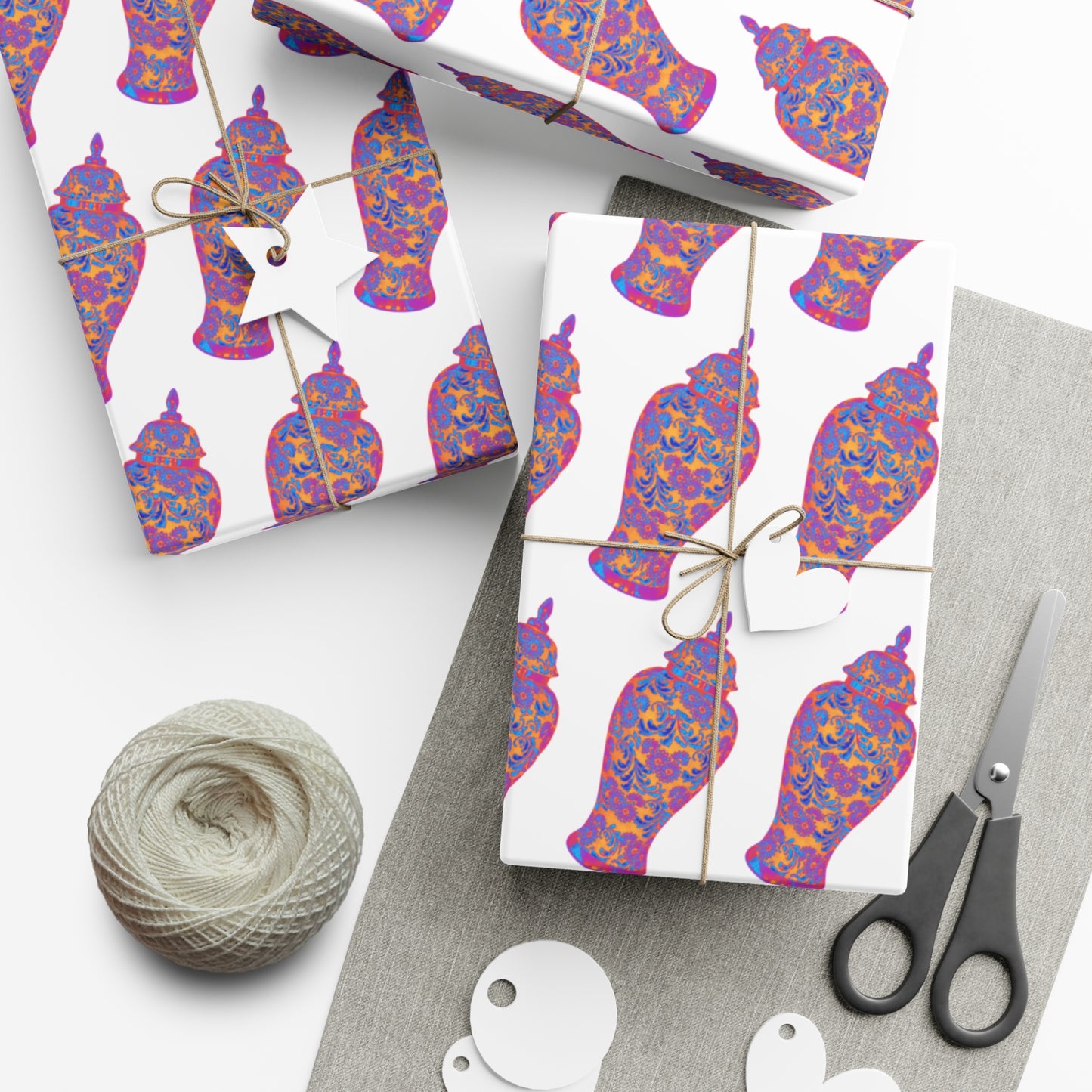 Wrapping Paper - Tropical Gift Wrap for All Occasions / 3 Sizes, 2 Finishes / Heatwave Ginger Jar