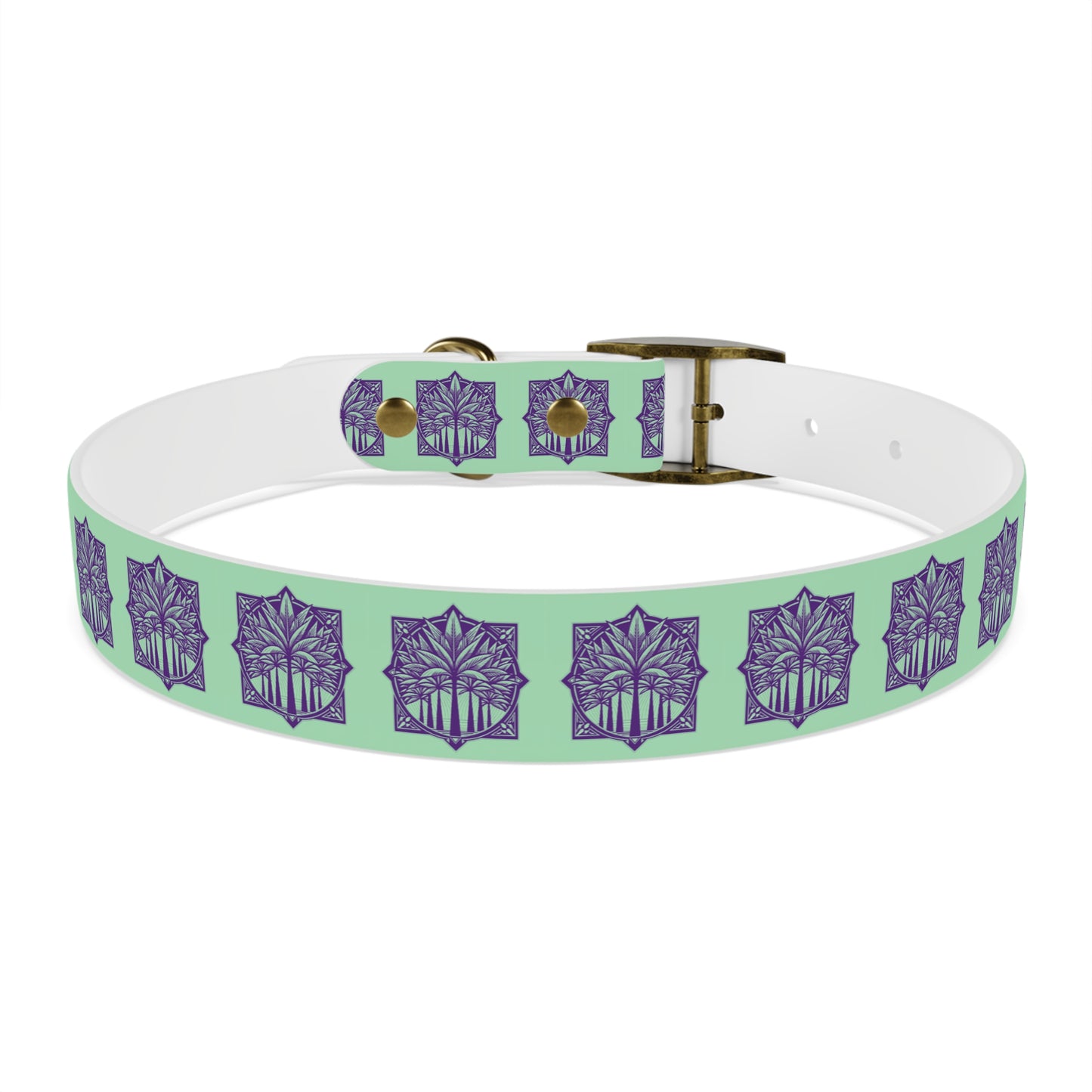 Dog Collar - Deco Palm Trees, Mint Green