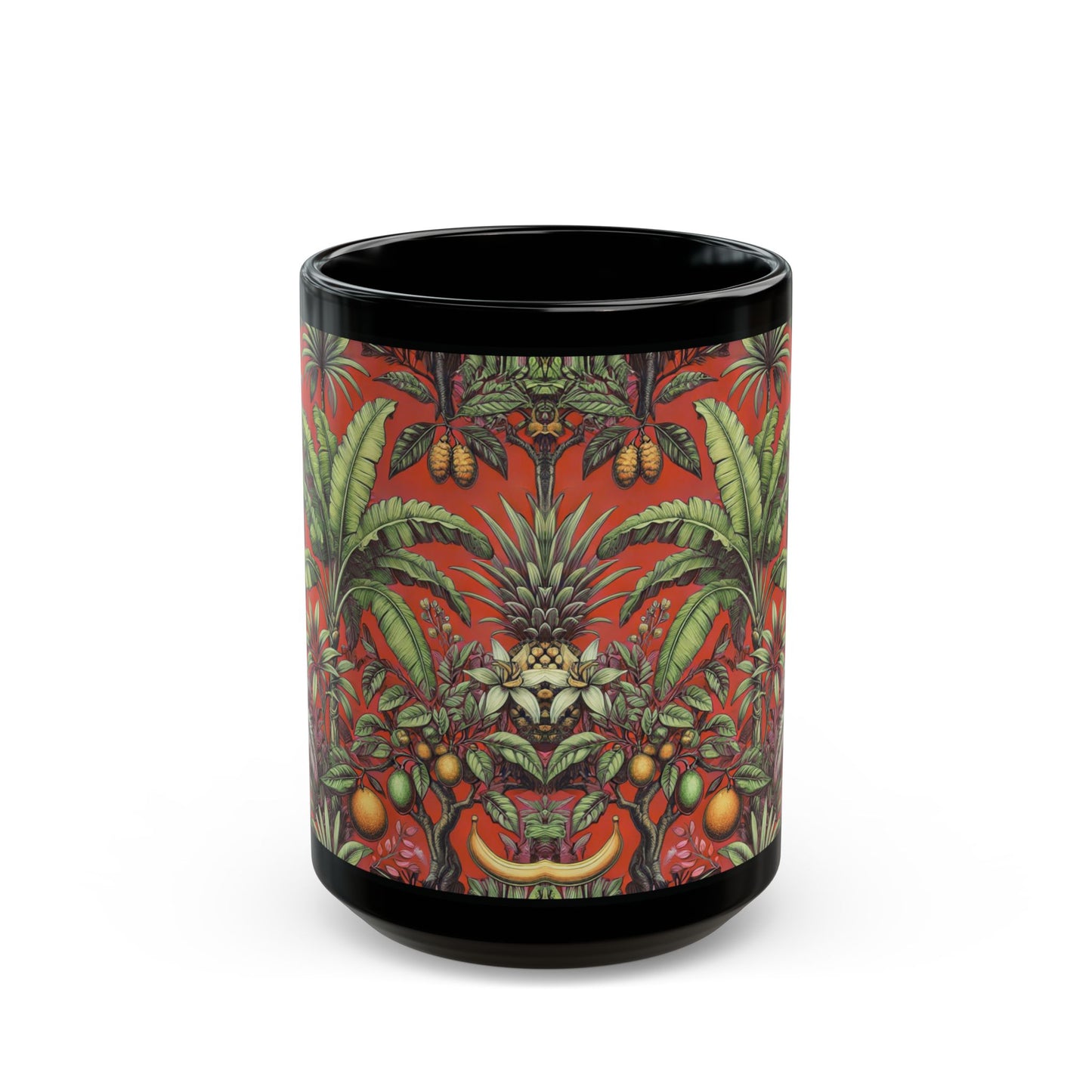 Black Coffee Mug - Tropical Fruit, Red
