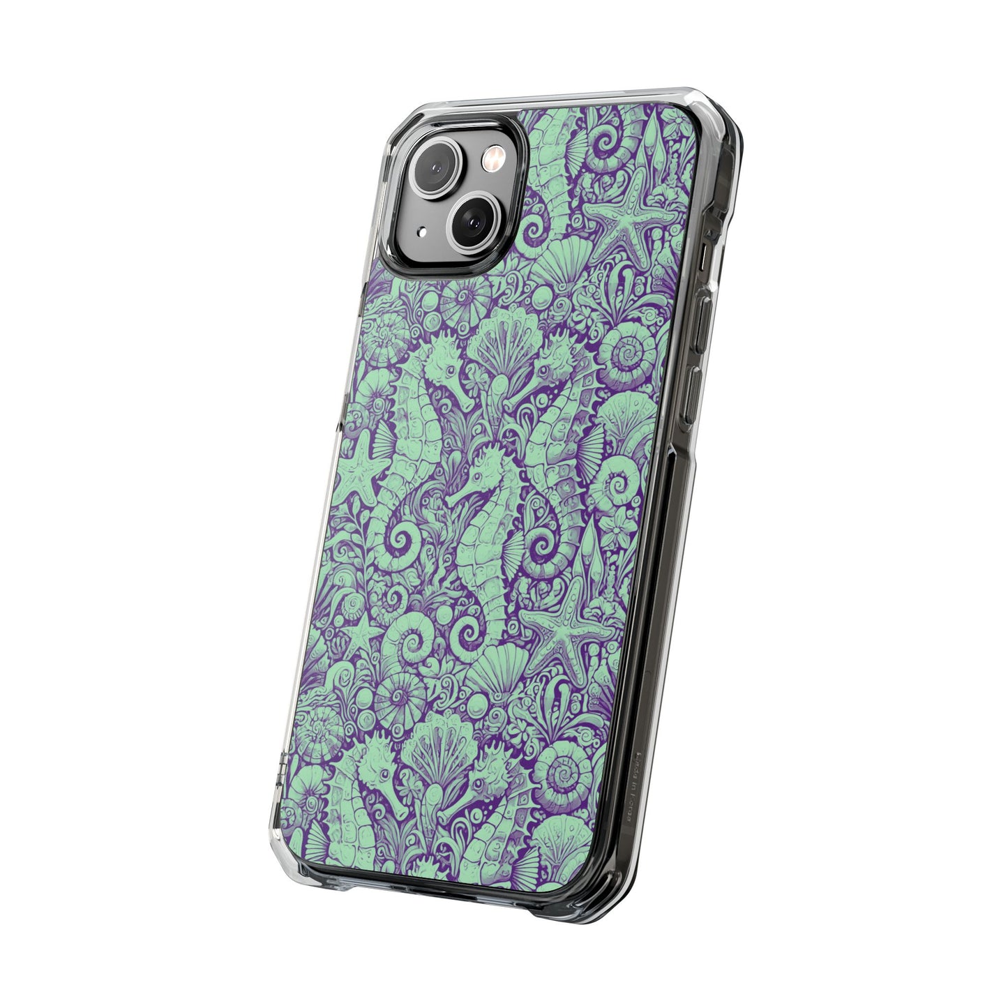 Seahorses/Minty Magnetic Clear Phone Case, Many Models