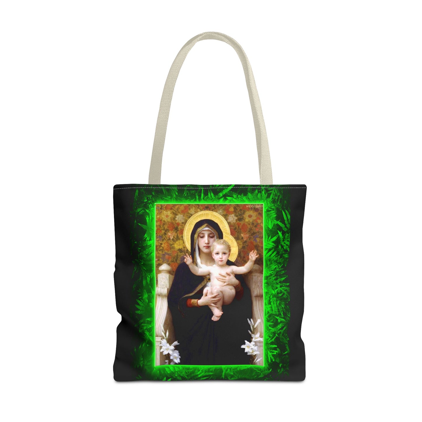 Religious Madonna of the Lilies Tropical Tote Bag - 3 Sizes