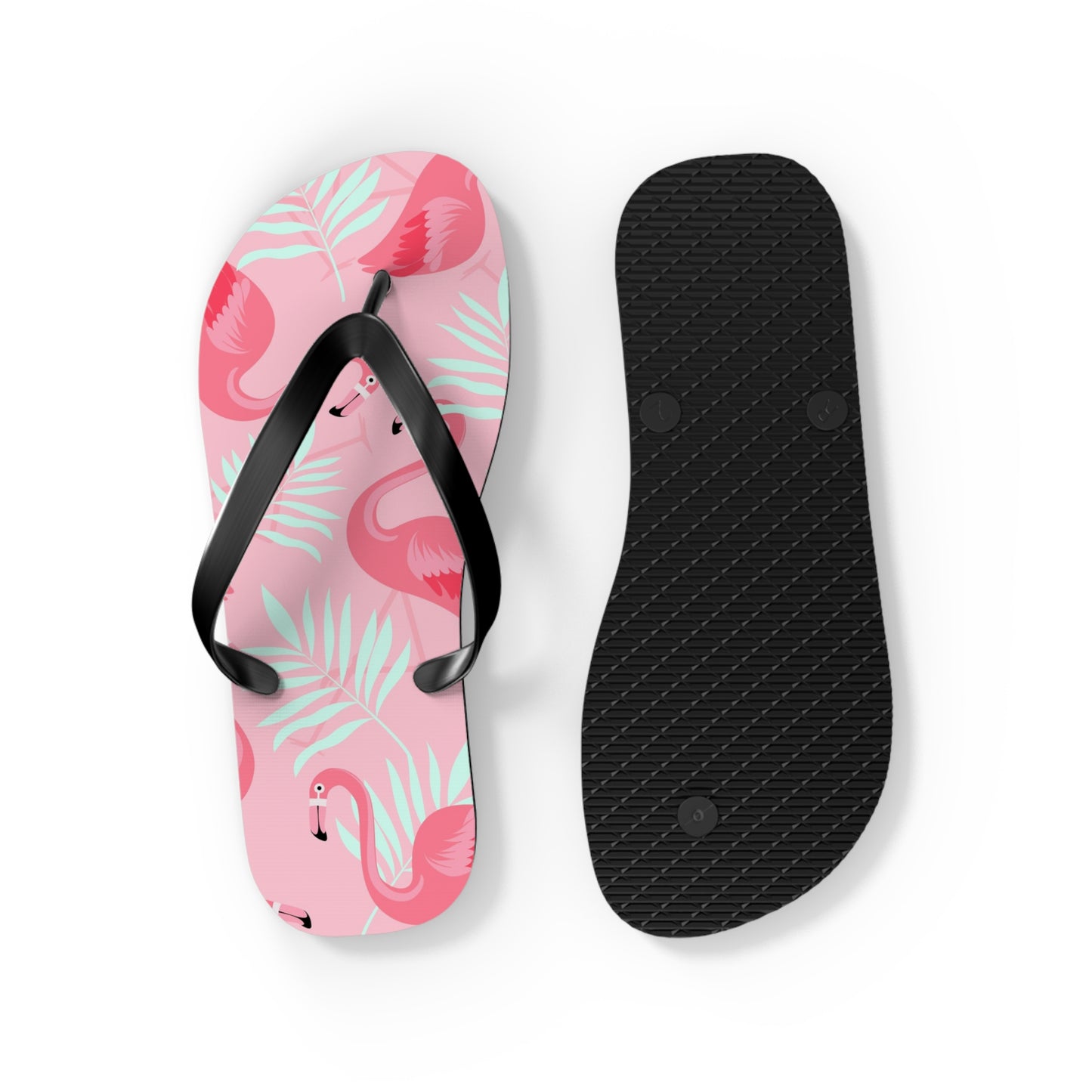 Flip Flops - Pink Flamingo / White Palms